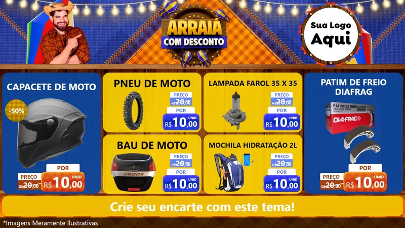 Modelo de TV para TV Horizontal com o tema Arraiá Com Desconto para Moto peças