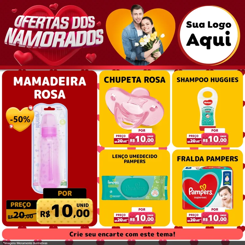Modelo de Rede Social para Feed Facebook com o tema Ofertas Dos Namorados para Bebês