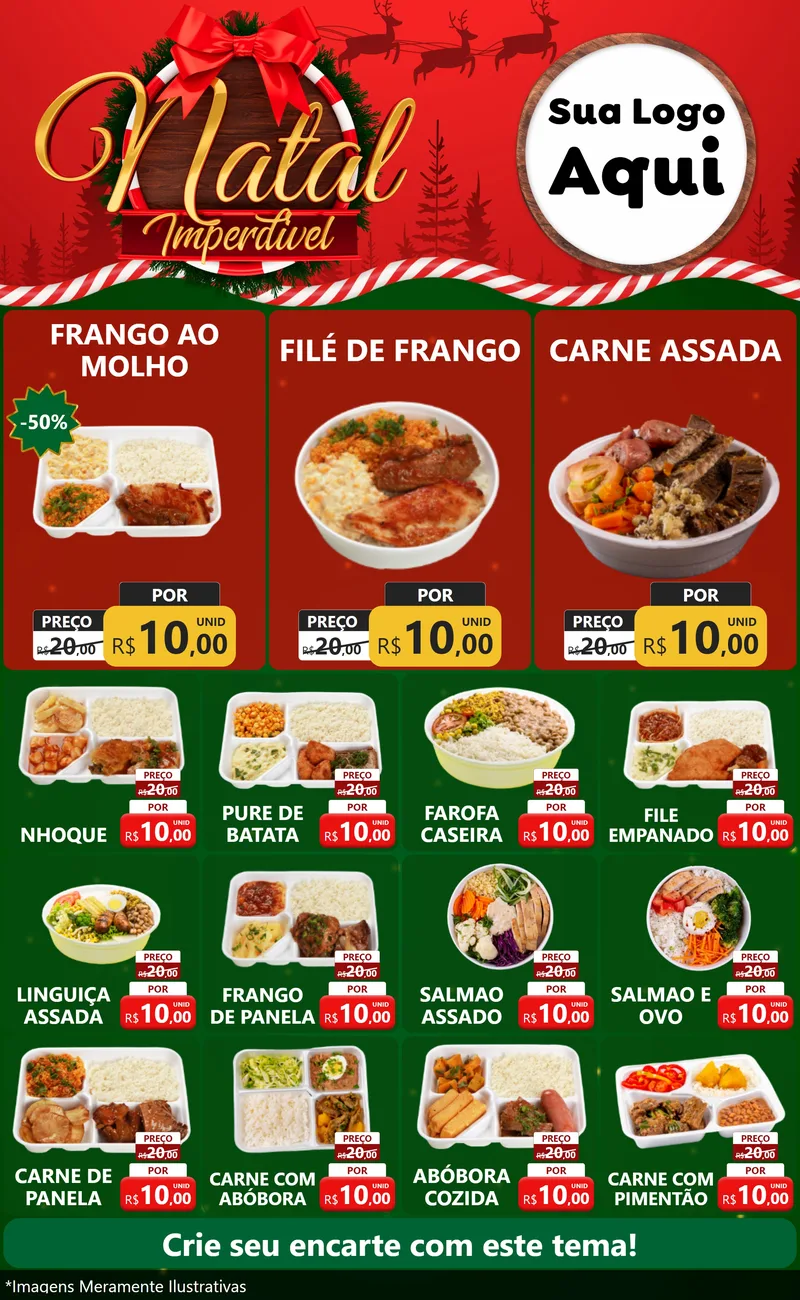 Modelo de Encarte para Encarte Grande com o tema Natal Imperdível para Restaurante