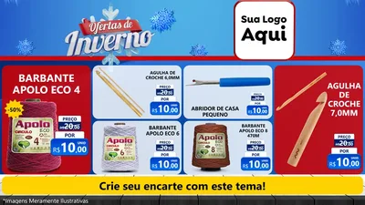 Modelo de TV para TV Horizontal com o tema Ofertas de Inverno para Armarinho e Aviamentos