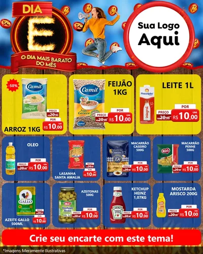 Modelo de Rede Social para Feed Instagram com o tema Dia E - O Dia Mais Barato Do Mês para Supermercado