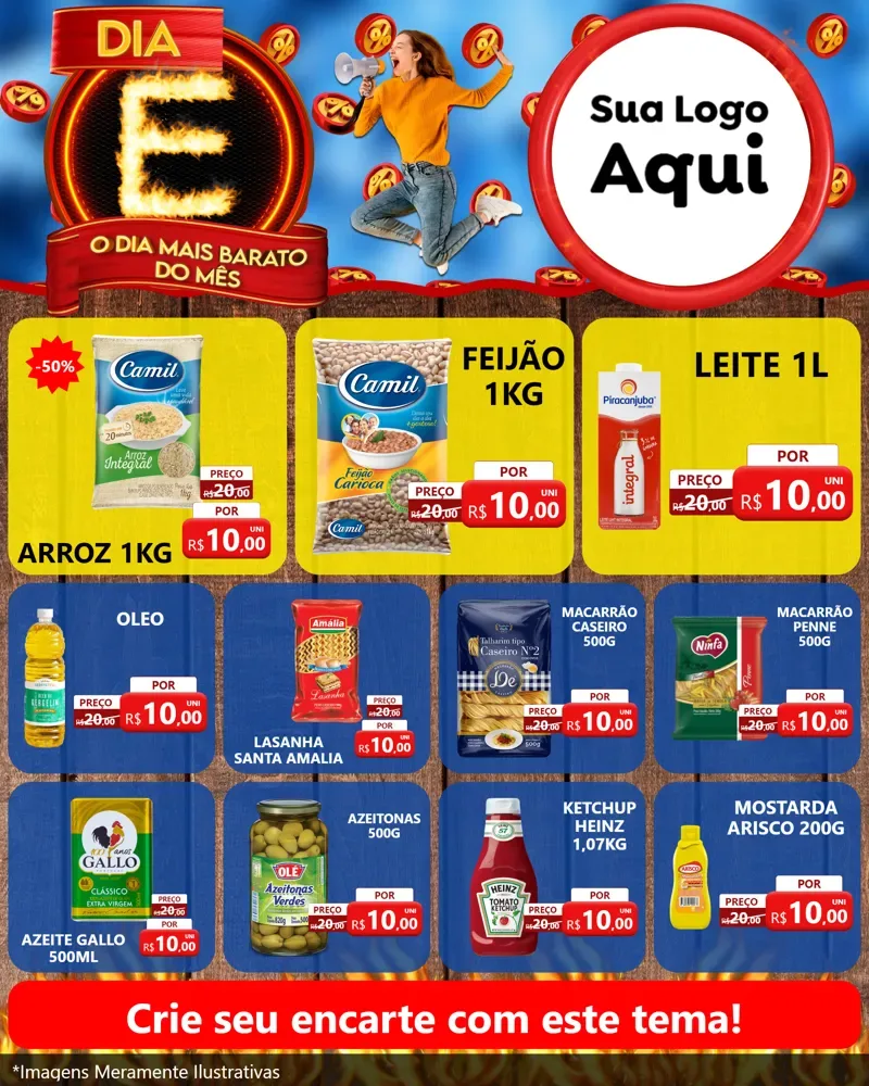 Modelo de Rede Social para Feed Instagram com o tema Dia E - O Dia Mais Barato Do Mês para Supermercado
