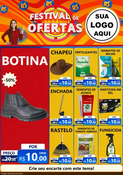Modelo de Encarte para Encarte A4 Vertical com o tema Festival de Ofertas para Agropecuária