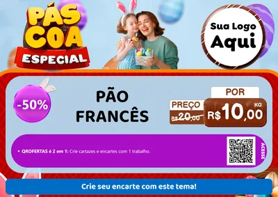 Modelo de Cartaz para Cartaz A4 Horizontal com o tema Páscoa Especial para Padaria