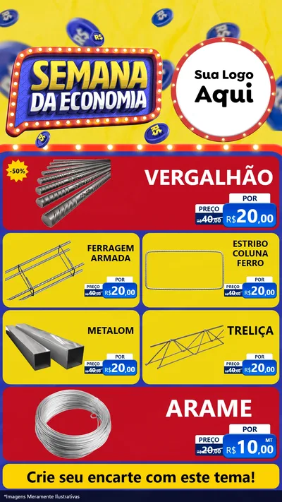 Modelo de TV para TV Vertical com o tema Semana da Economia para Ferragens