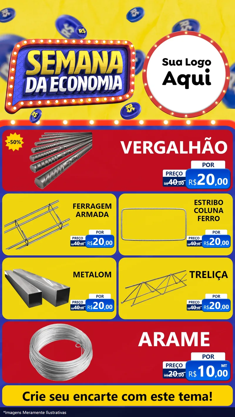 Modelo de TV para TV Vertical com o tema Semana da Economia para Ferragens