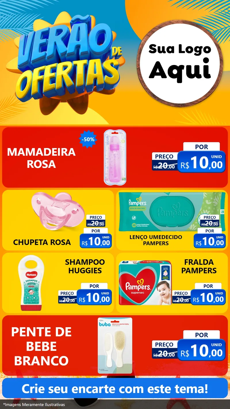 Modelo de TV para TV Vertical com o tema Verão de Ofertas para Bebês
