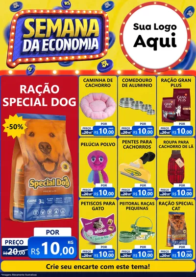 Modelo de Encarte para Encarte A4 Vertical com o tema Semana da Economia para Pet Shop