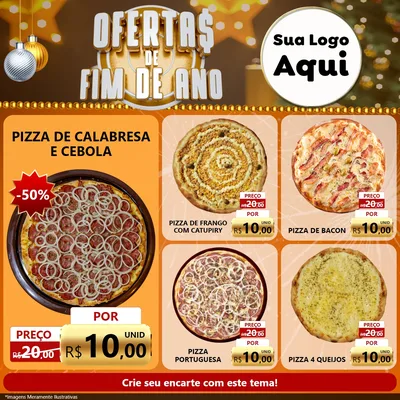 Modelo de Rede Social para Feed Facebook com o tema Ofertas de Fim de Ano para Pizzaria