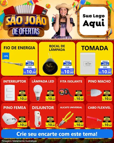 Modelo de Rede Social para Feed Instagram com o tema São João de Ofertas para Materiais Elétricos