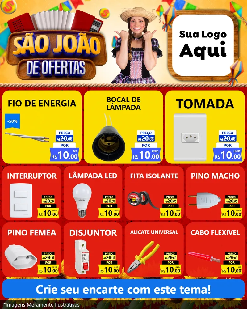 Modelo de Rede Social para Feed Instagram com o tema São João de Ofertas para Materiais Elétricos