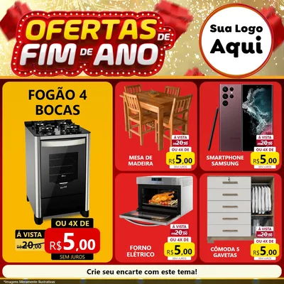 Modelo de Rede Social para Feed Facebook com o tema Ofertas de Fim de Ano para Móveis e Eletro