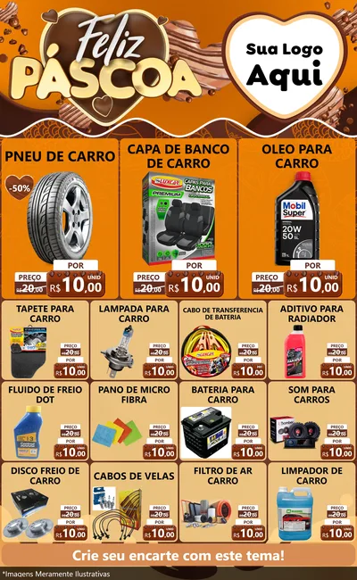 Modelo de Encarte para Encarte Grande com o tema Feliz Páscoa para Auto peças