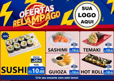 Modelo de Encarte para Encarte A4 Horizontal com o tema Ofertas Relâmpago para Comida japonesa