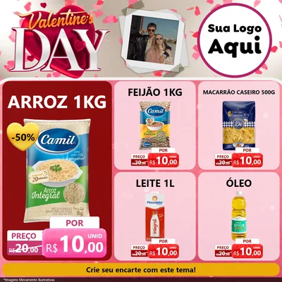 Modelo de Rede Social para Feed Facebook com o tema Valentine's Day para Supermercado
