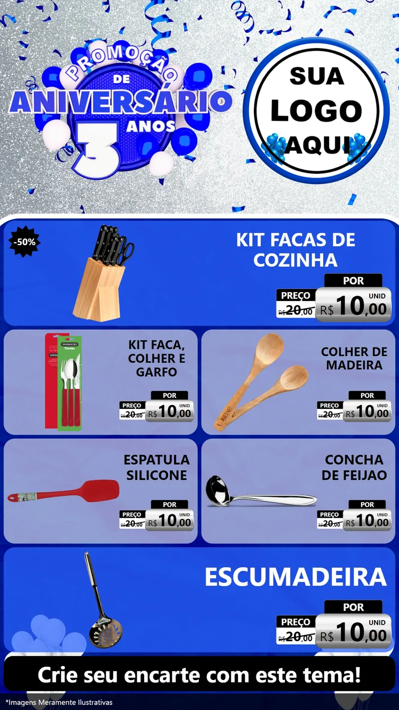 Modelo de TV para TV Vertical com o tema Promoção de Aniversário - 3 Anos para Utilidades Domésticas