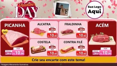 Modelo de TV para TV Horizontal com o tema Valentine's Day para Açougue
