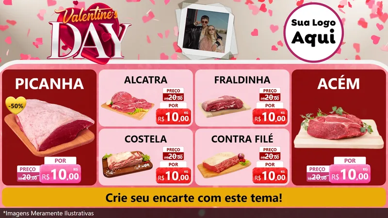 Modelo de TV para TV Horizontal com o tema Valentine's Day para Açougue