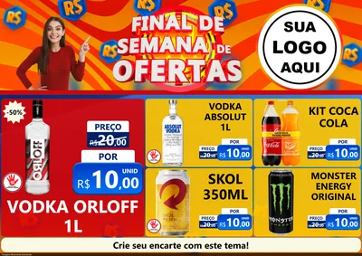 Modelo de Encarte para Encarte A4 Horizontal com o tema Final de Semana de Ofertas para Distribuidora de bebidas
