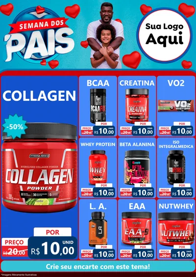 Modelo de Encarte para Encarte A4 Vertical com o tema Semana Dos Pais para Suplementos alimentares