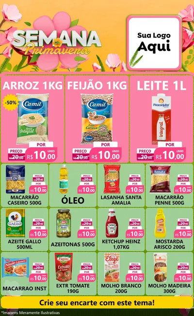 Modelo de Encarte para Encarte Grande com o tema Semana da Primavera para Supermercado