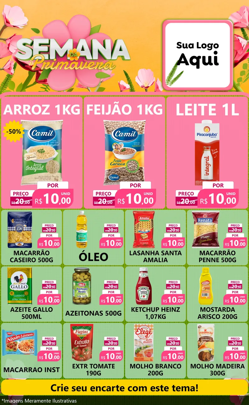 Modelo de Encarte para Encarte Grande com o tema Semana da Primavera para Supermercado