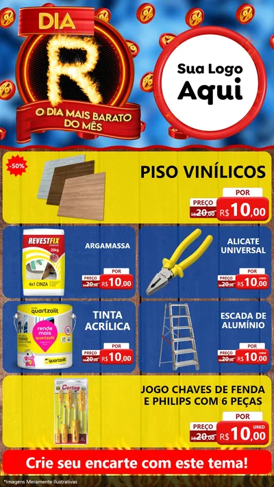 Modelo de TV para TV Vertical com o tema Dia R - O Dia Mais Barato Do Mês para Material para Construção