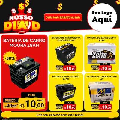 Modelo de Rede Social para Feed Facebook com o tema Nosso Dia D para Baterias Elétricas