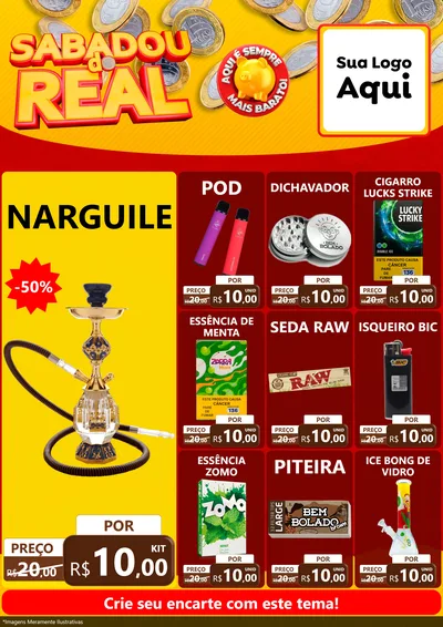Modelo de Encarte para Encarte A4 Vertical com o tema Sabadou do Real para Tabacaria
