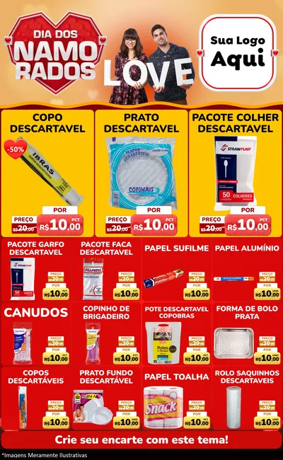 Modelo de Encarte para Encarte Grande com o tema Dia dos Namorados para Embalagens