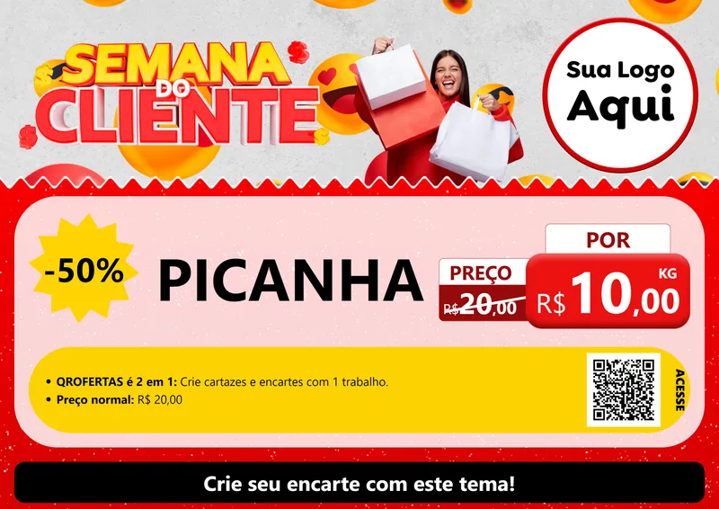 Modelo de Cartaz para Cartaz A4 Horizontal com o tema Semana do Cliente para Açougue