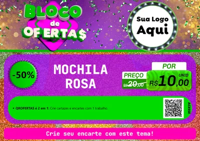 Modelo de Cartaz para Cartaz A4 Horizontal com o tema Bloco de Ofertas para Papelaria