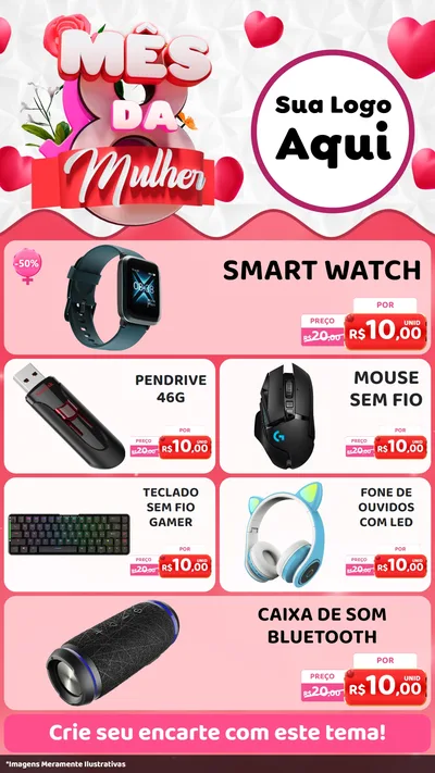 Modelo de TV para TV Vertical com o tema Mês da Mulher para Informática