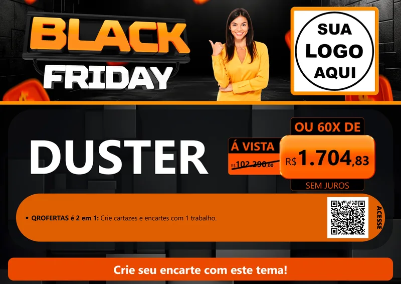 Modelo de Cartaz para Cartaz A4 Horizontal com o tema Black Friday para Concessionaria de Carros
