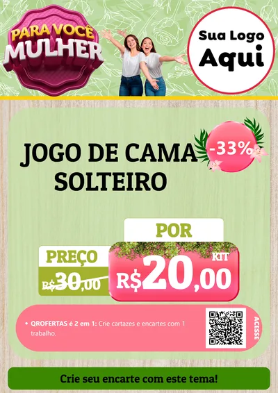 Modelo de Cartaz para Cartaz A4 Vertical com o tema Para Você Mulher para Cama, Mesa e Banho