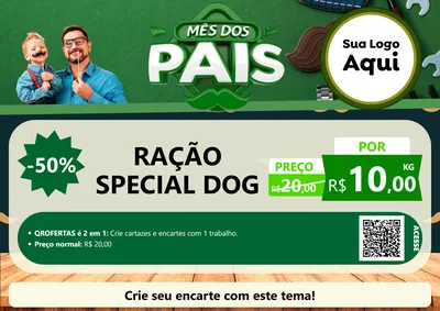 Modelo de Cartaz para Cartaz A4 Horizontal com o tema Mês dos Pais para Pet Shop