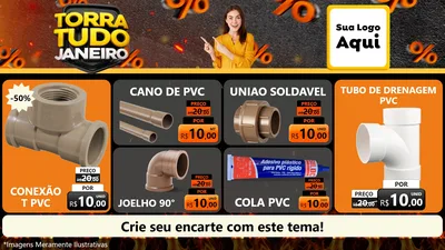 Modelo de TV para TV Horizontal com o tema Torra Tudo Janeiro para Tubos e conexões