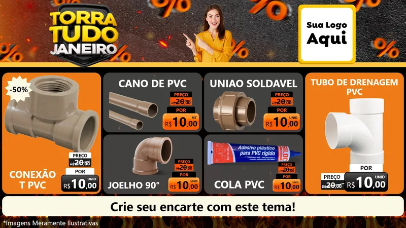 Modelo de TV para TV Horizontal com o tema Torra Tudo Janeiro para Tubos e conexões