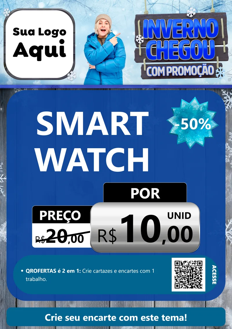 Modelo de Cartaz para Cartaz A4 Vertical com o tema Inverno Chegou Com Promoção para Informática