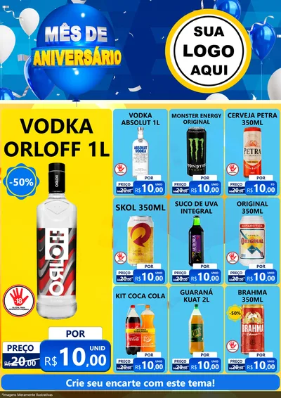 Modelo de Encarte para Encarte A4 Vertical com o tema Mês de Aniversário para Distribuidora de bebidas