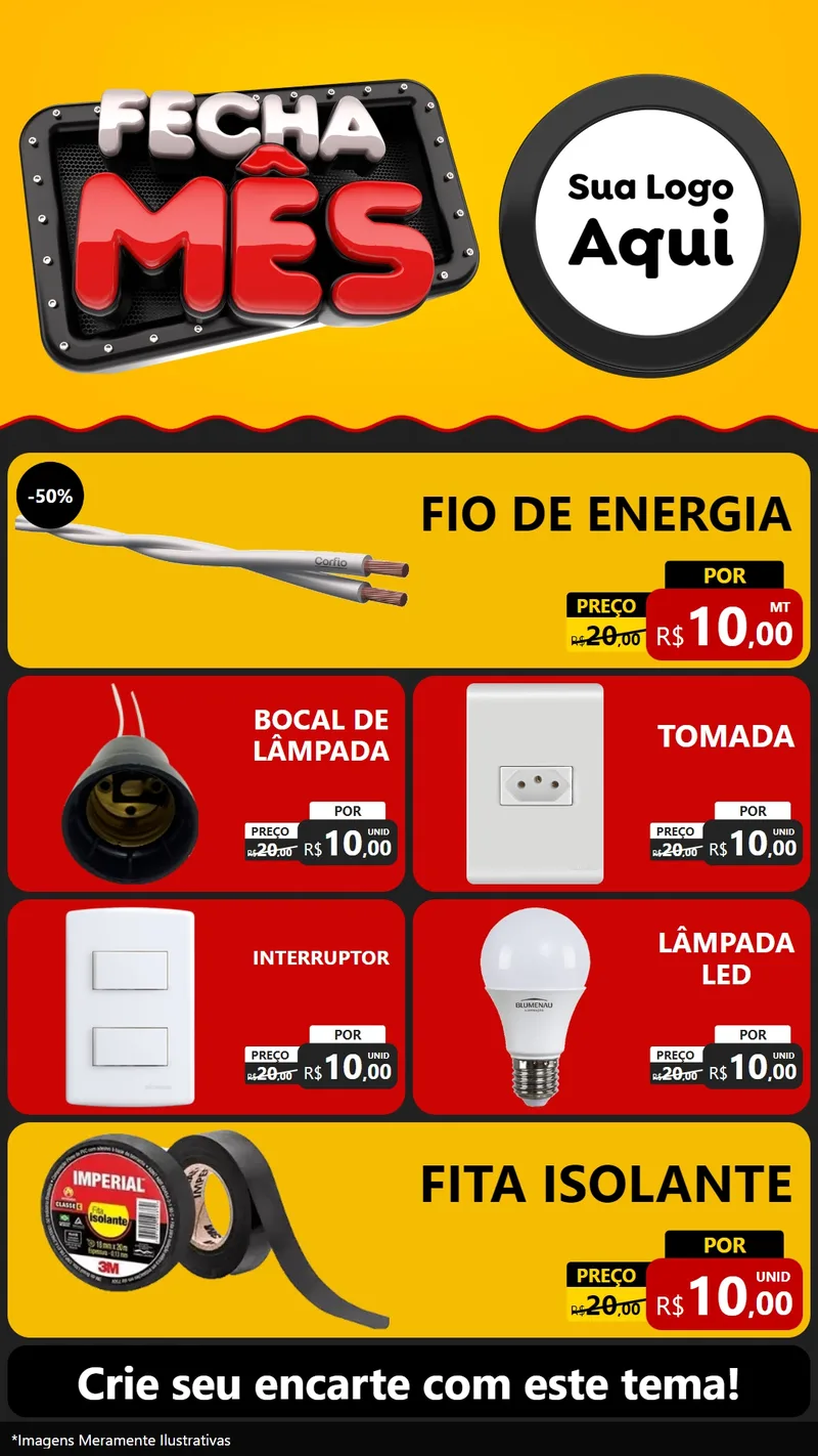 Modelo de TV para TV Vertical com o tema Fecha Mês para Materiais Elétricos