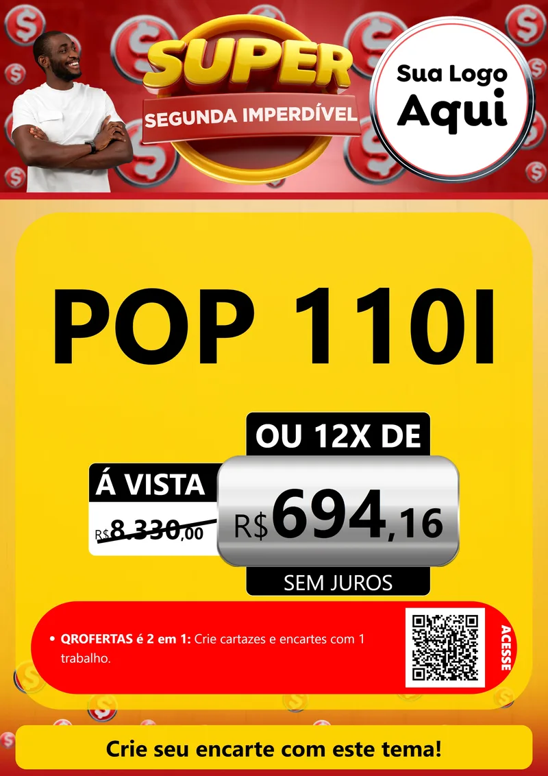 Modelo de Cartaz para Cartaz A4 Vertical com o tema Super Segunda Imperdível para Concessionaria de Motos
