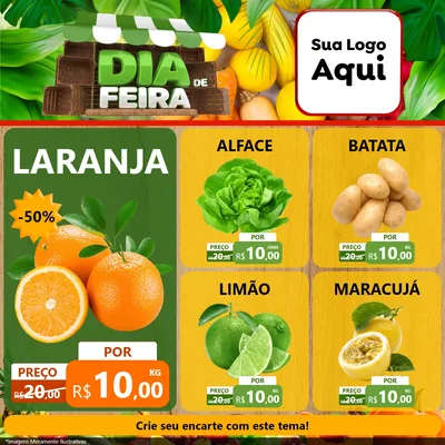 Modelo de Rede Social para Feed Facebook com o tema Dia de Feira para Hortifrúti