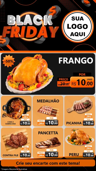 Modelo de Rede Social para Stories com o tema Black Friday para Assados