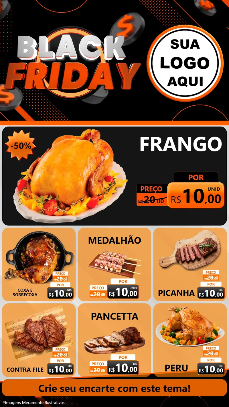 Modelo de Rede Social para Stories com o tema Black Friday para Assados
