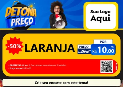 Modelo de Cartaz para Cartaz A4 Horizontal com o tema Detona Preços para Hortifrúti