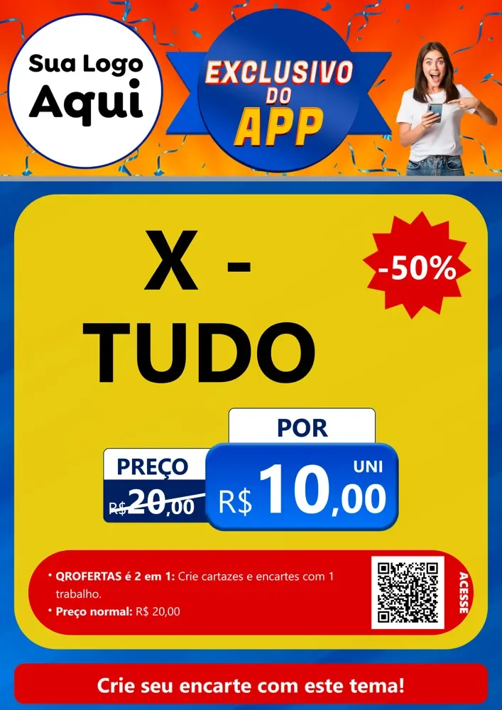 Modelo de Cartaz para Cartaz A4 Vertical com o tema Exclusivo do Aplicativo para Hamburgueria