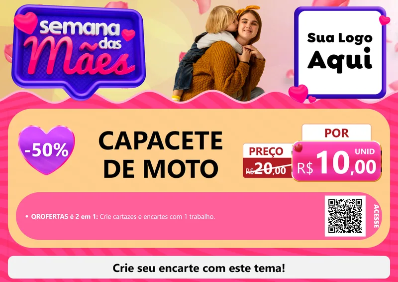 Modelo de Cartaz para Cartaz A4 Horizontal com o tema Semana das Mães para Moto peças
