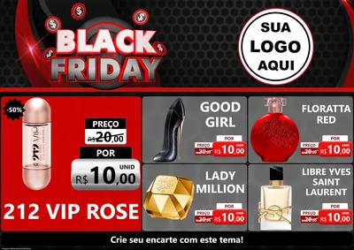 Modelo de Encarte para Encarte A4 Horizontal com o tema Black Friday para Perfumes