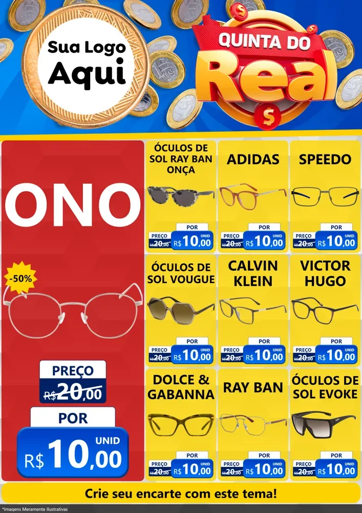 Modelo de Encarte para Encarte A4 Vertical com o tema Quinta do Real para Óticas